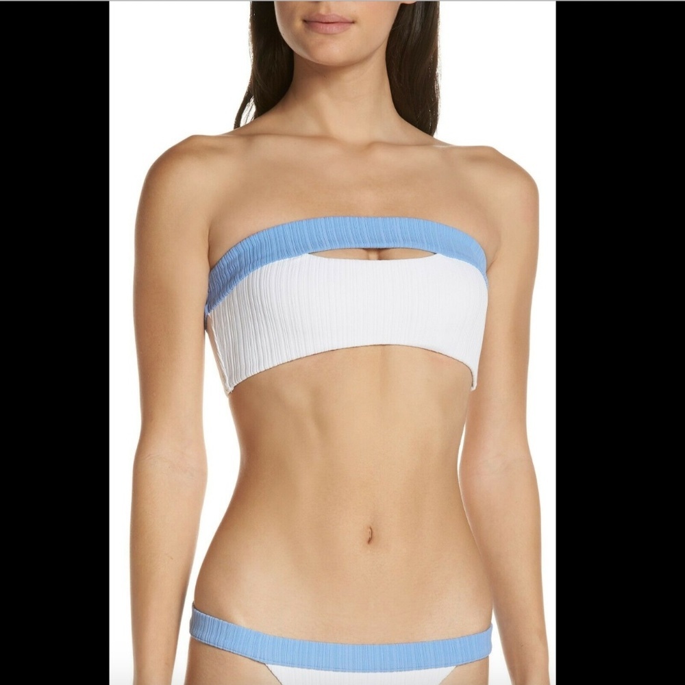 NWT $95 Onia Camila Strapless Bikini Top‎ in Irregular White [SZ Medium ]